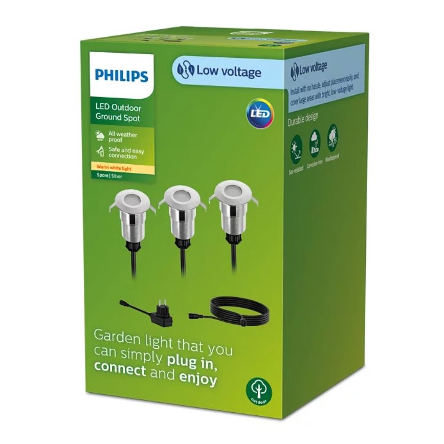 Philips - SET 3x LED-Einbauleuchte für den Außenbereich SPORE LED/1W/24/230V IP67