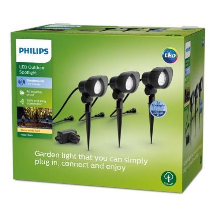 Philips -SET 3x LED-Outdoor-Strahler LED/6W/230V 2700K IP44