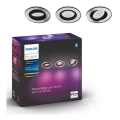 Philips - SET 3x LED RGB Dimmbares Einbaulicht Hue CENTURA 1xGU10/5,7W/230V 2000-6500K