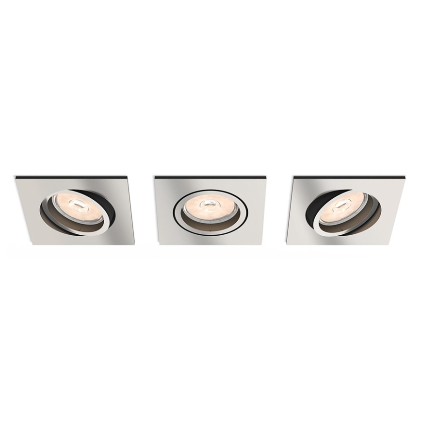 Philips - SET 3x LED RGBW dimmbare Einbauleuchte DONEGAL 3xGU10/4,8W/230V + Fernbedienung