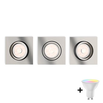 Philips - SET 3x LED RGBW dimmbare Einbauleuchte DONEGAL 3xGU10/4,8W/230V + Fernbedienung