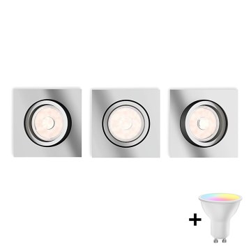 Philips - Set 3x LED RGBW dimmbare Einbauleuchten DONEGAL 1xGU10/4,8W/230V + Fernbedienung