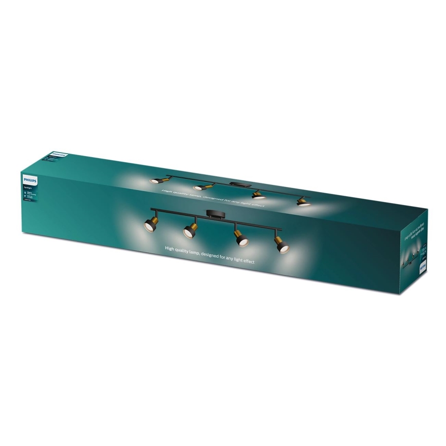 Philips - Strahler CONDUIT 4xGU10/5W/230V schwarz/Messing
