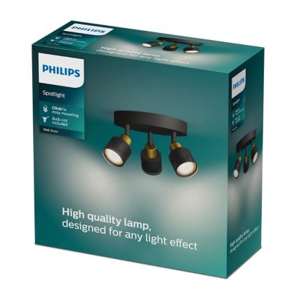 Philips - Strahler NIALL 3xGU10/5W/230V schwarz/Messing