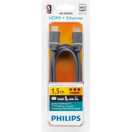 Philips SWV4432S/10 – HDMI-Kabel mit Ethernet, HDMI 1.4 A Anschluss 1,5m grau