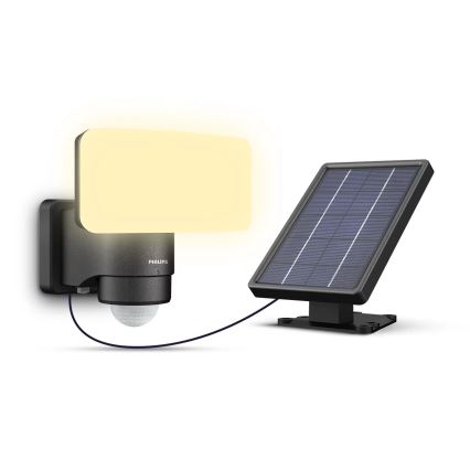 Philips - LED Solar-Wandleuchte mit Bewegungs- und Dämmerungssensor TYLUS LED/6W/3,7V 2600 mAh 3000K IP44