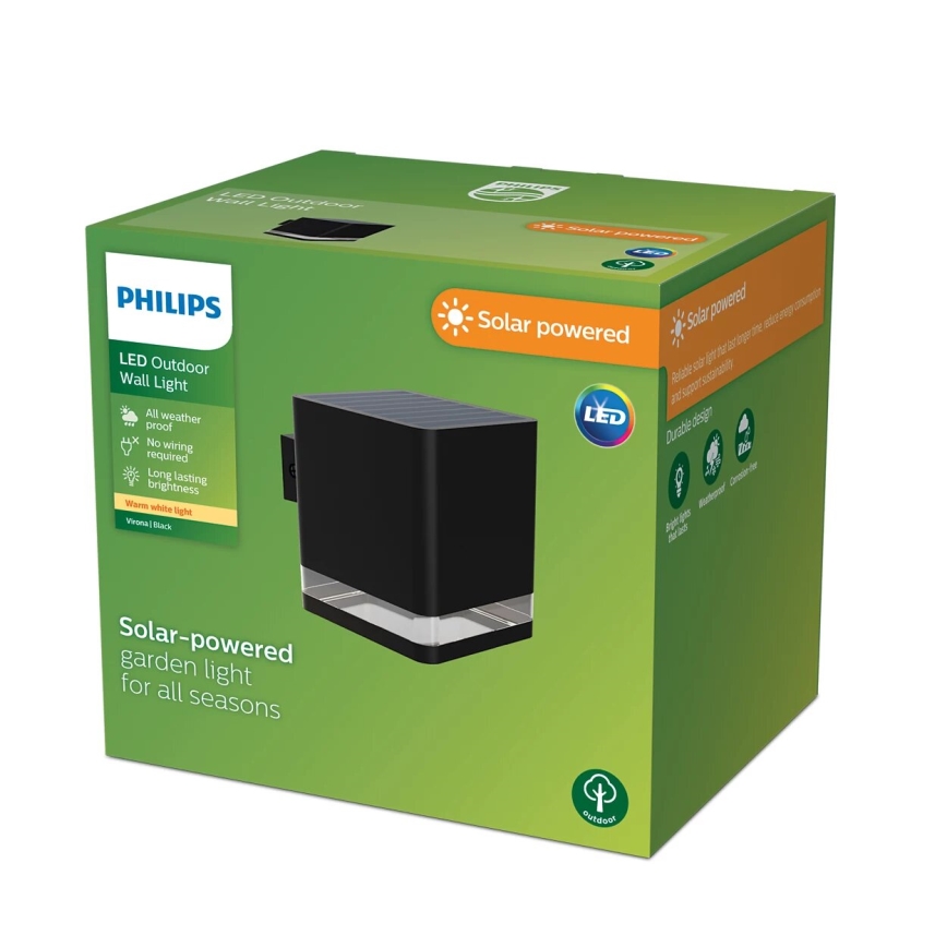 Philips - LED Solar-Wandleuchte VIRONA LED/1,8W/3,7V 2600 mAh 2700K IP44
