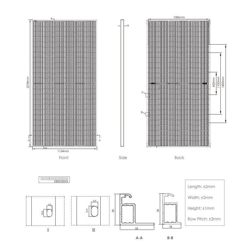 Photovoltaik-Solarmodul JINKO 530Wp IP68 Halbzelle bifazial