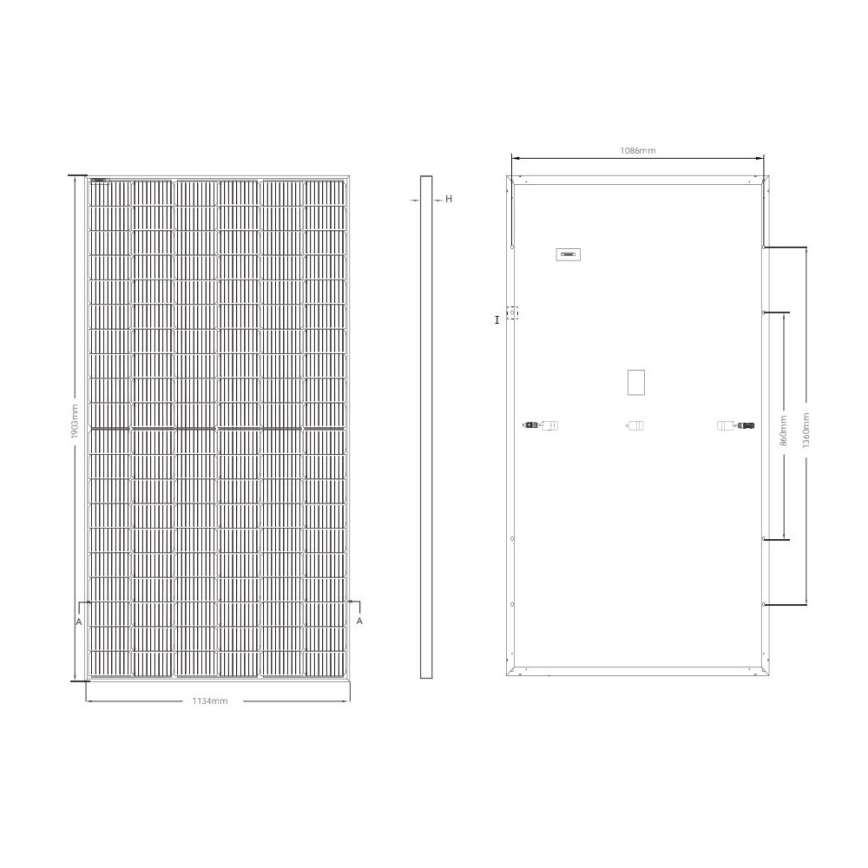 Photovoltaik-Solarpanel JINKO 450Wp schwarzer Rahmen IP68