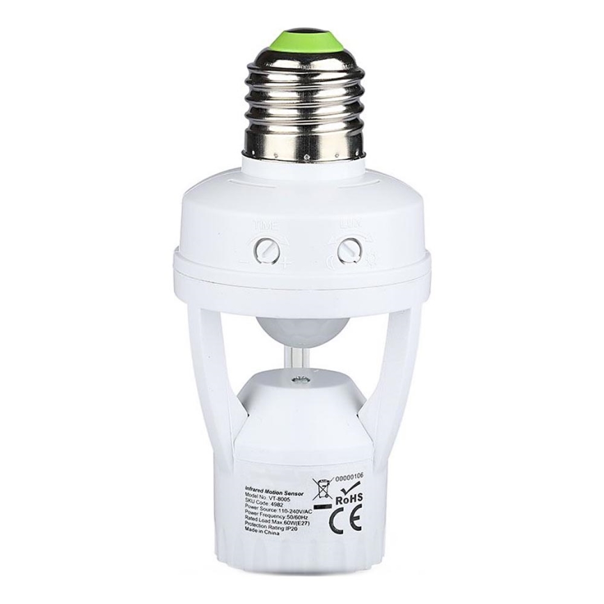PIR-Sensor für E27-Glühlampe weiß