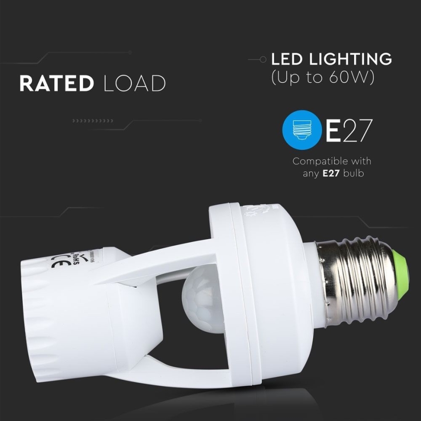 PIR-Sensor für E27-Glühlampe weiß