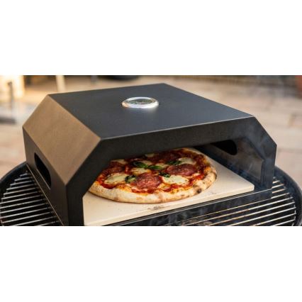 Pizzaofen mit Thermometer, 40x34,5x16 cm, schwarz