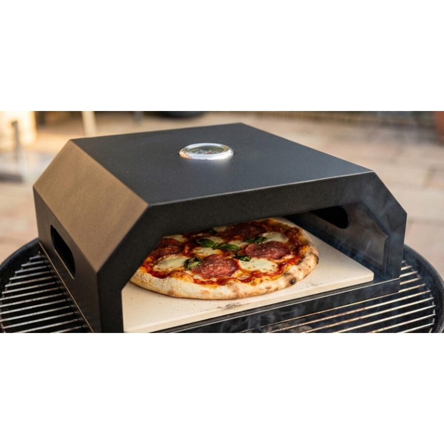 Pizzaofen mit Thermometer, 40x34,5x16 cm, schwarz