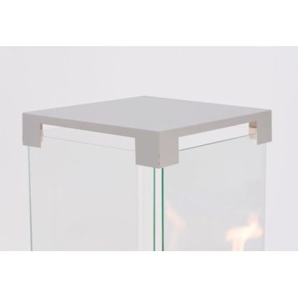 Planika - Außen-Gaskamin 142x36 cm 8kW 1xAAA grau + Schutzhaube
