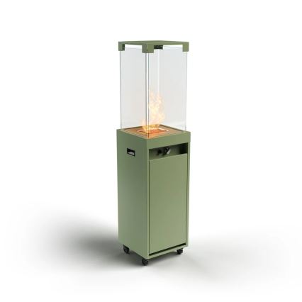 Planika - Outdoor-Gas-Kamin 142x36 cm 8kW grün + Schutzabdeckung