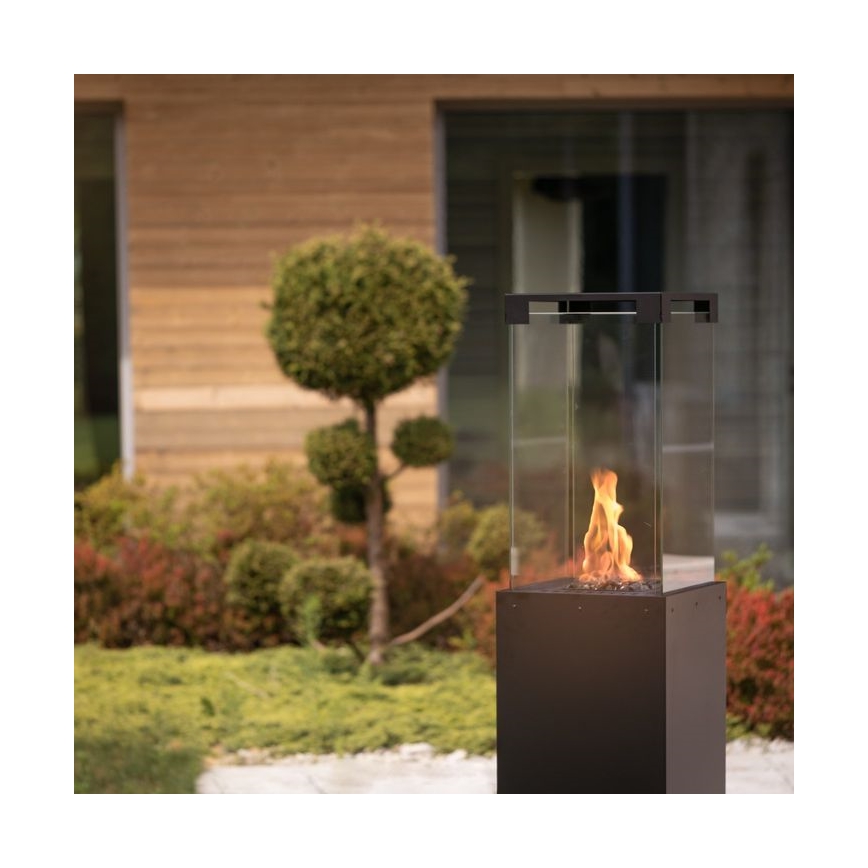 Planika - Outdoor-Gas-Kamin 142x36 cm 8kW schwarz + Schutzabdeckung