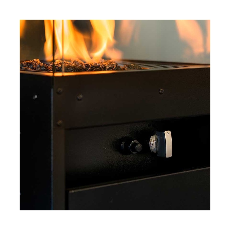 Planika - Outdoor-Gas-Kamin 142x36 cm 8kW schwarz + Schutzabdeckung