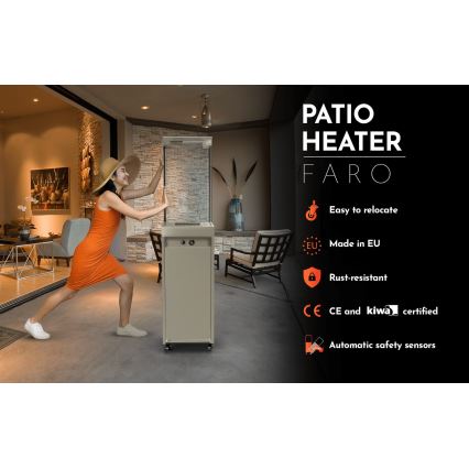 Planika - Outdoor-Gaskamin 142x36 cm 8kW 1xAAA grau + Schutzabdeckung