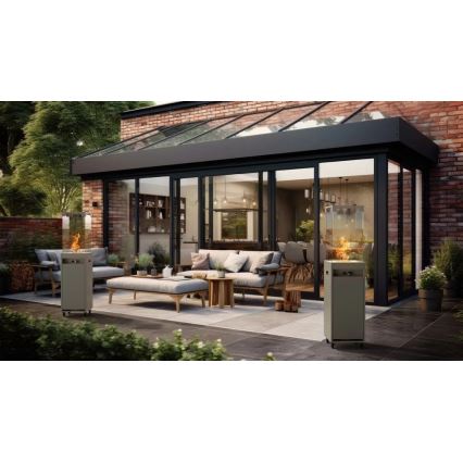 Planika - Outdoor-Gaskamin 142x36 cm 8kW 1xAAA grau + Schutzabdeckung