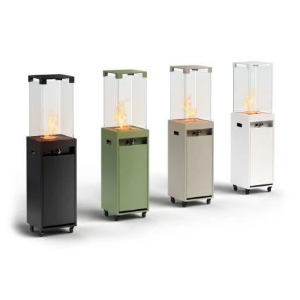 Planika - Outdoor-Gaskamin 142x36 cm 8kW 1xAAA grau + Schutzabdeckung