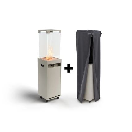 Planika - Outdoor-Gaskamin 142x36 cm 8kW 1xAAA grau + Schutzabdeckung