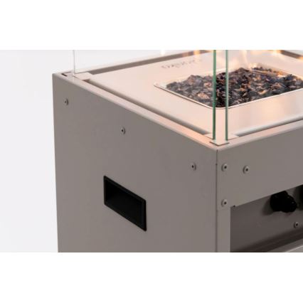 Planika - Outdoor-Gaskamin 142x36 cm 8kW 1xAAA grau + Schutzabdeckung