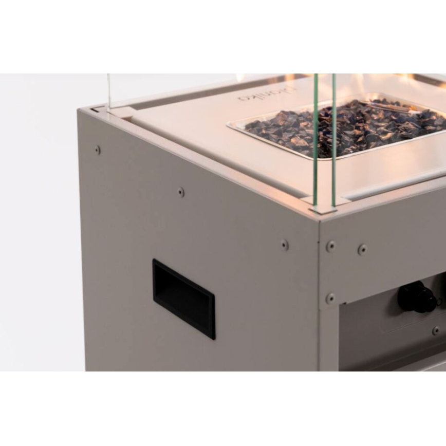 Planika - Outdoor-Gaskamin 142x36 cm 8kW 1xAAA grau + Schutzabdeckung