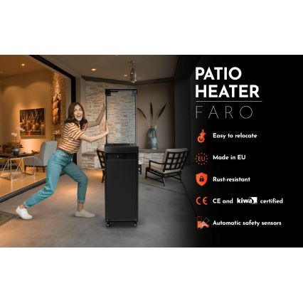 Planika - Outdoor-Gaskamin 142x36 cm 8kW 1xAAA schwarz + Schutzabdeckung