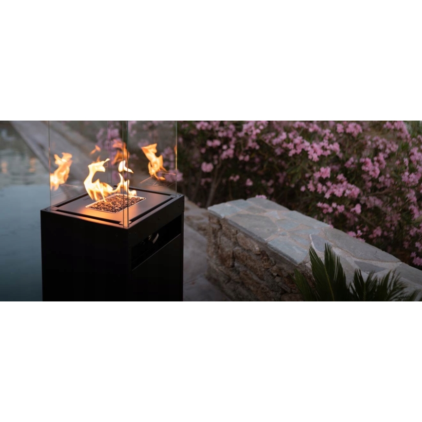 Planika - Outdoor-Gaskamin 142x36 cm 8kW 1xAAA schwarz + Schutzabdeckung