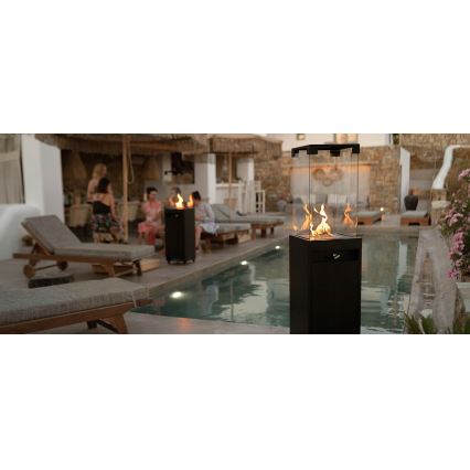 Planika - Outdoor-Gaskamin 142x36 cm 8kW 1xAAA schwarz + Schutzabdeckung