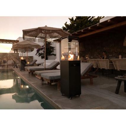 Planika - Outdoor-Gaskamin 142x36 cm 8kW 1xAAA schwarz + Schutzabdeckung