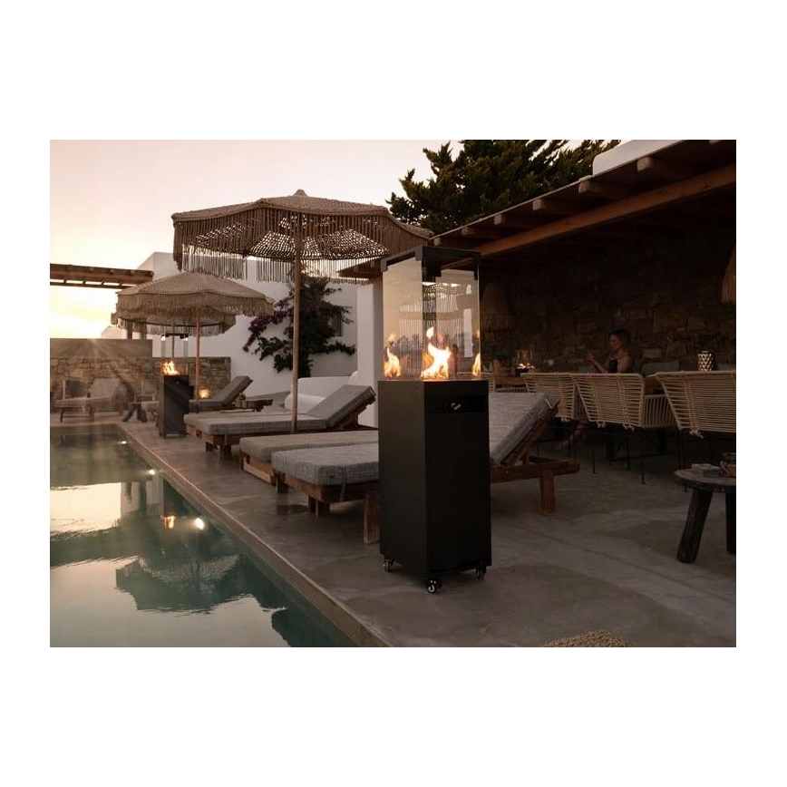 Planika - Outdoor-Gaskamin 142x36 cm 8kW 1xAAA schwarz + Schutzabdeckung