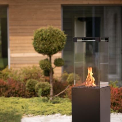 Planika - Outdoor-Gaskamin 142x36 cm 8kW 1xAAA schwarz + Schutzabdeckung