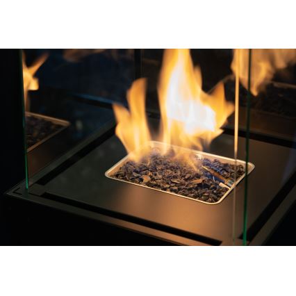 Planika - Outdoor-Gaskamin 142x36 cm 8kW 1xAAA schwarz + Schutzabdeckung
