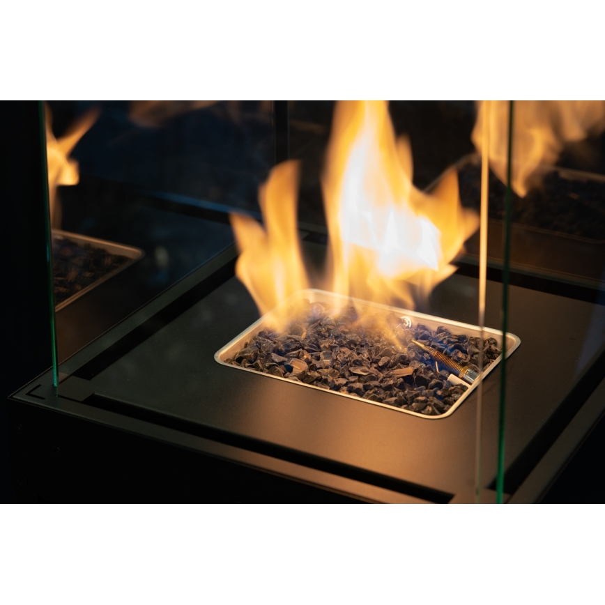 Planika - Outdoor-Gaskamin 142x36 cm 8kW 1xAAA schwarz + Schutzabdeckung