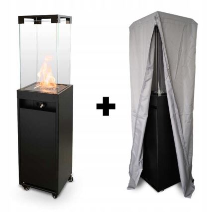 Planika - Outdoor-Gaskamin 142x36 cm 8kW 1xAAA schwarz + Schutzabdeckung