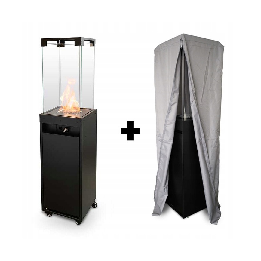 Planika - Outdoor-Gaskamin 142x36 cm 8kW 1xAAA schwarz + Schutzabdeckung