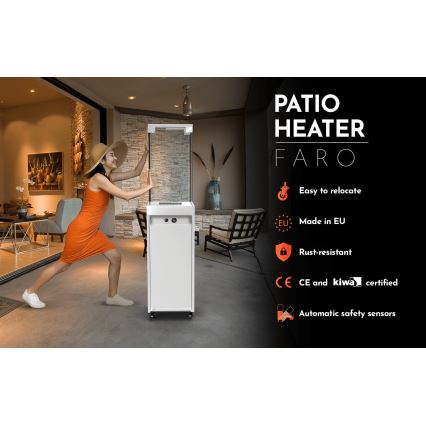 Planika - Outdoor-Gaskamin 142x36 cm 8kW 1xAAA weiß + Schutzabdeckung