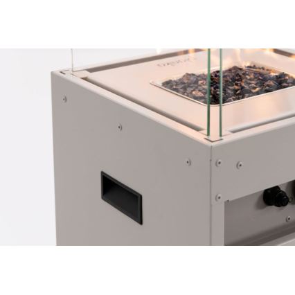 Planika - Outdoor-Gaskamin 142x36 cm 8kW 1xAAA weiß + Schutzabdeckung