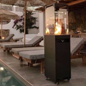 Planika - Outdoor-Gaskamin 142x36 cm 8kW 1xAAA schwarz + Schutzabdeckung