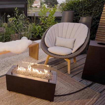 Planika - Outdoor-Gaskamin 41,4x69,8 cm 10kW 1xAAA schwarz + Schutzabdeckung