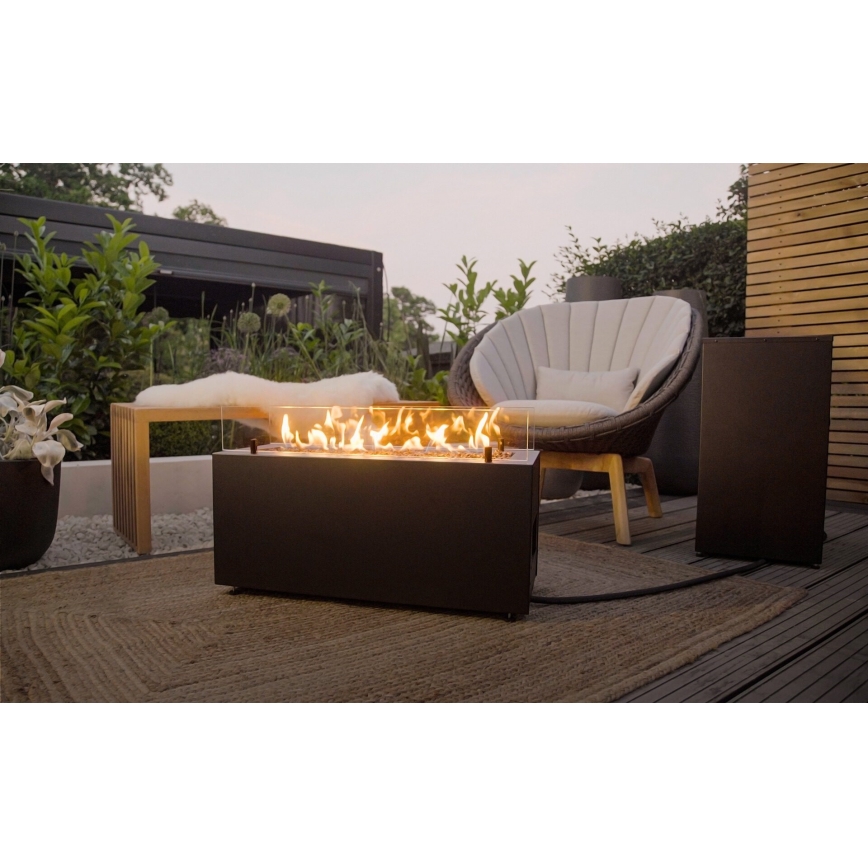 Planika - Outdoor-Gaskamin 41,4x69,8 cm 10kW 1xAAA schwarz + Schutzabdeckung