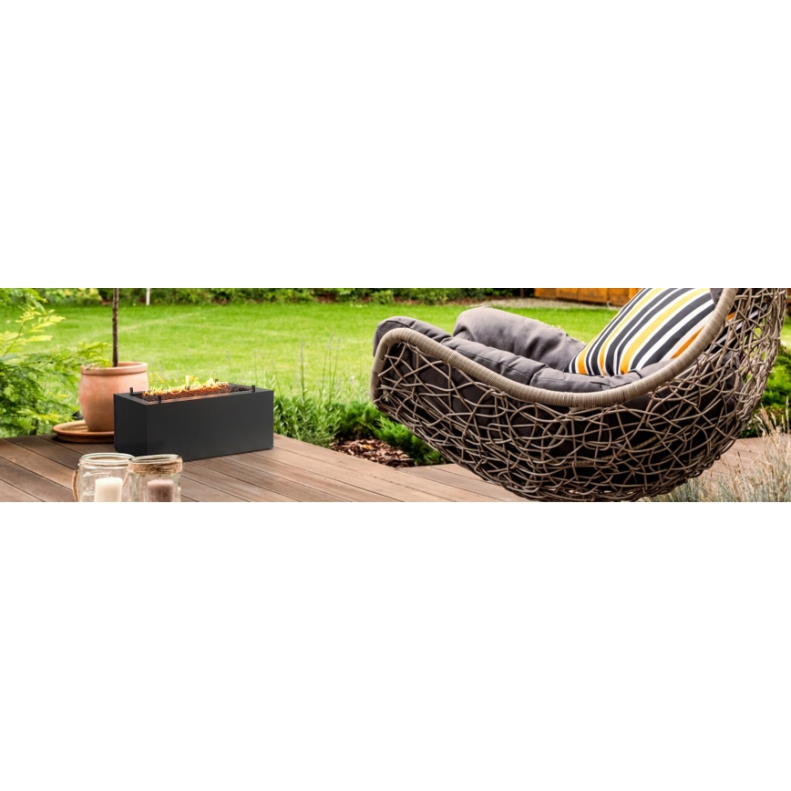 Planika - Outdoor-Gaskamin 41,4x69,8 cm 10kW 1xAAA schwarz + Schutzabdeckung