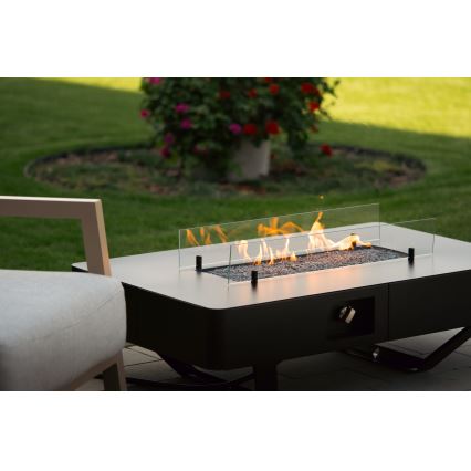 Planika - Outdoor-Gas-Kamin 46x106 cm 10kW schwarz + Schutzabdeckung