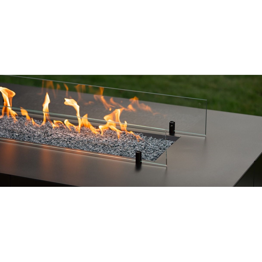 Planika - Outdoor-Gas-Kamin 46x106 cm 10kW schwarz + Schutzabdeckung