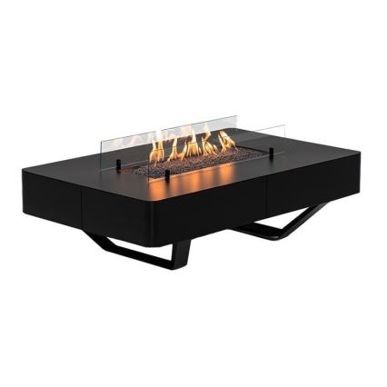 Planika - Outdoor-Gas-Kamin 46x106 cm 10kW schwarz + Schutzabdeckung