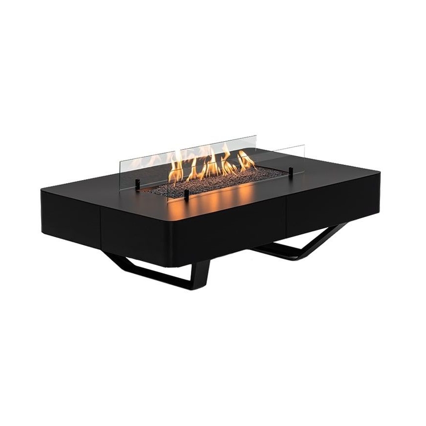 Planika - Outdoor-Gas-Kamin 46x106 cm 10kW schwarz + Schutzabdeckung