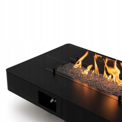 Planika - Outdoor-Gas-Kamin 46x106 cm 10kW schwarz + Schutzabdeckung