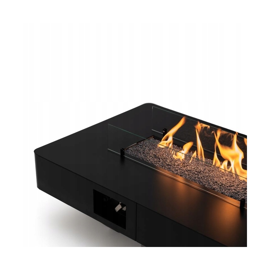 Planika - Outdoor-Gas-Kamin 46x106 cm 10kW schwarz + Schutzabdeckung