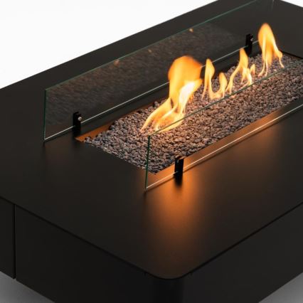 Planika - Outdoor-Gas-Kamin 46x106 cm 10kW schwarz + Schutzabdeckung
